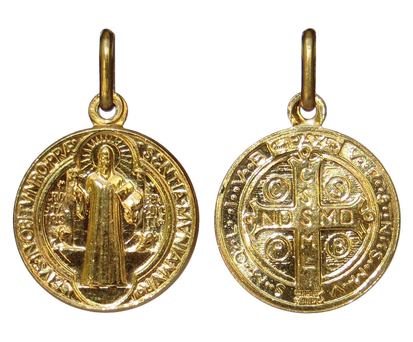Vente médaille de saint Benoît dorée 16 mm (Réf. Med3407)