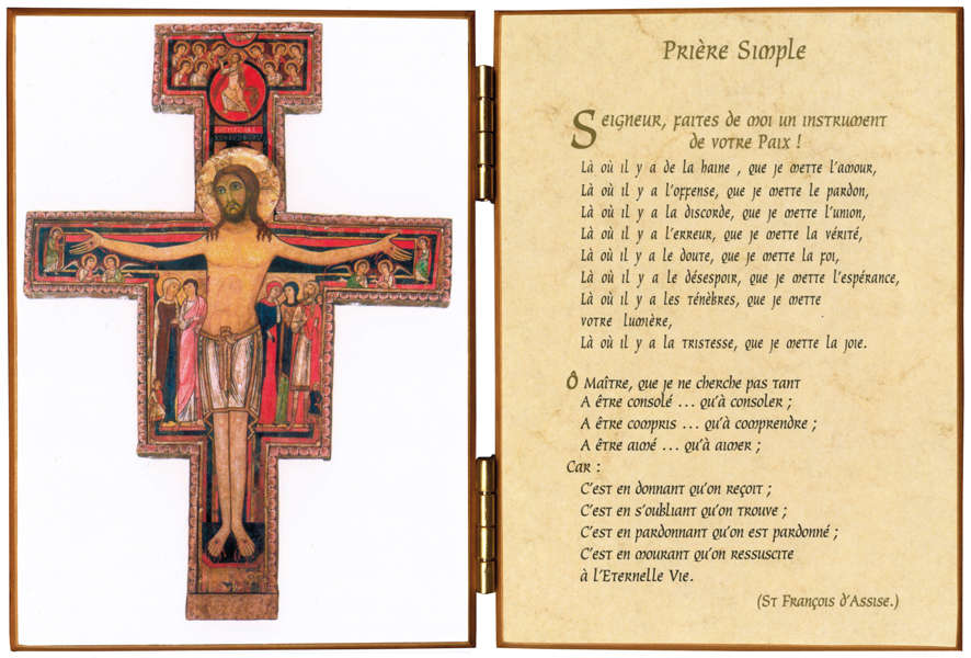 Diptyque Crucifix de St Damien et la prière de St François d'Assise