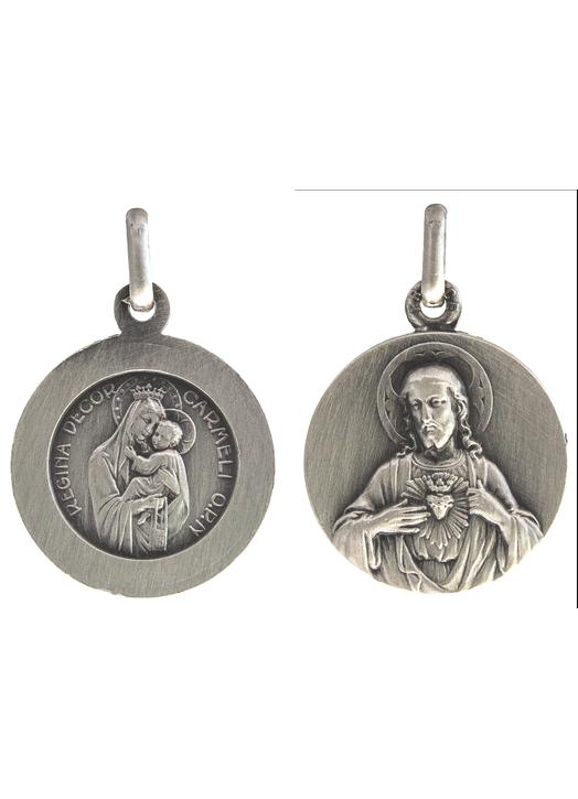 Médaille du Scapulaire du Mont-Carmel argentée - 18 mm