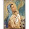 Icono de La Virgen María con el Niño Jesús mirando hacia el cielo