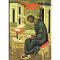 Icon of Saint Mark the Evangelist writing his Gospel