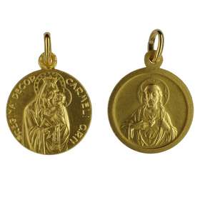 Médaille du Scapulaire du Mont-Carmel dorée - 18 mm