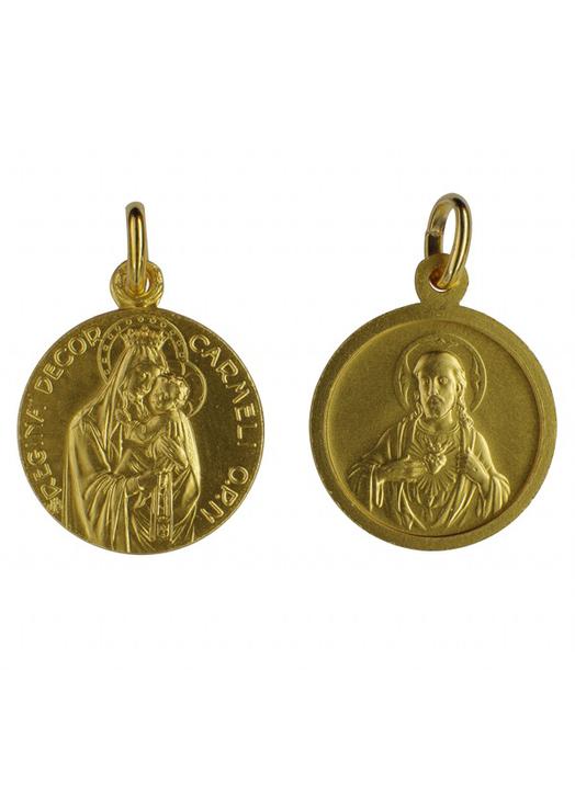 Médaille du Scapulaire du Mont-Carmel dorée - 18 mm