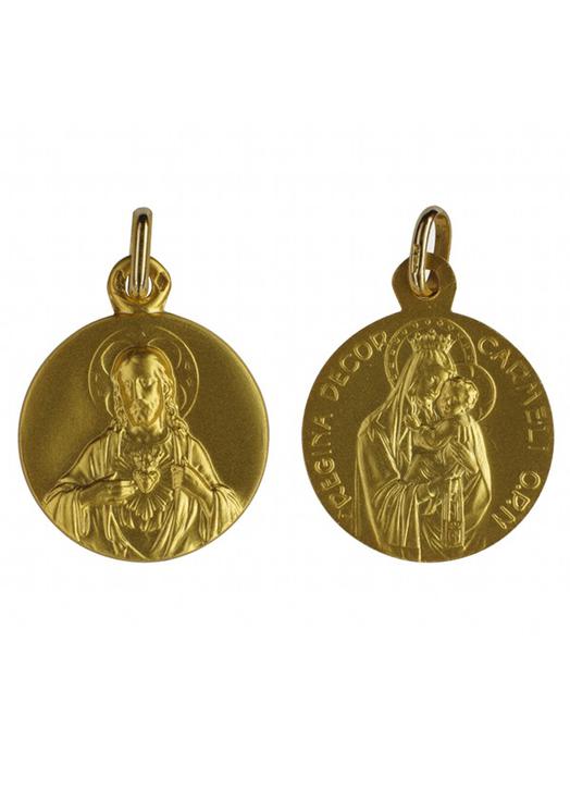 Medalla Escapulario oro macizo 18 quilates - 16 mm