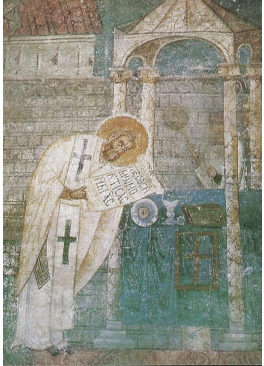 Saint Basil saying Mass