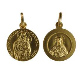 Scapular medal gold plated - 18 mm