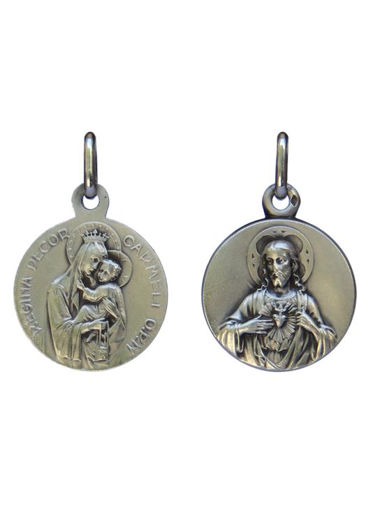 Médaille du scapulaire argent massif - 18 mm