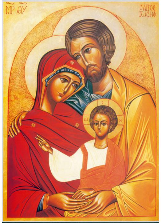 Icone religieuse de la Vierge Marie et de la sainte Famille