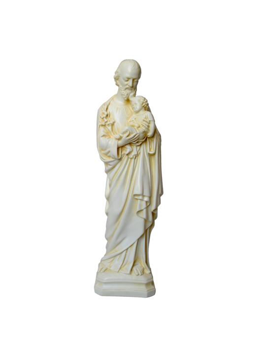 Statue de saint Joseph, ivoire patiné 30 cm (Vue de face)
