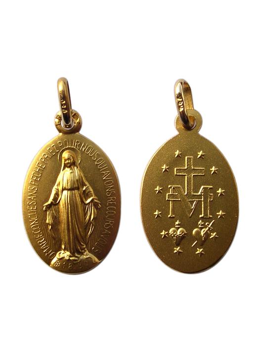 Miraculous medal, solid gold - 18 mm