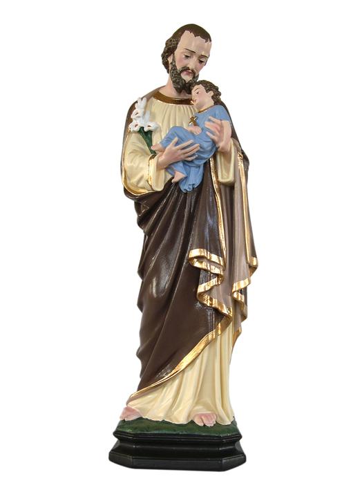 Statue de saint Joseph, polychrome 40 cm (Vue de face)