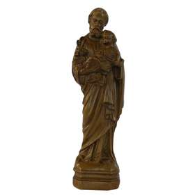 Statue de saint Joseph, bois clair 15 cm (Vue de face)