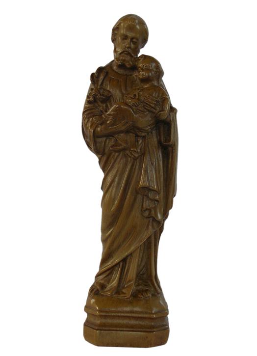 Statue de saint Joseph, bois clair 15 cm (Vue de face)