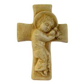 Enfant-Jésus sur croix (patiné), 12,3 cm (Vue de face)
