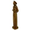 Statue de la Vierge Mère auréolée en bois clair, 20 cm (Vue du profil gauche en biais)