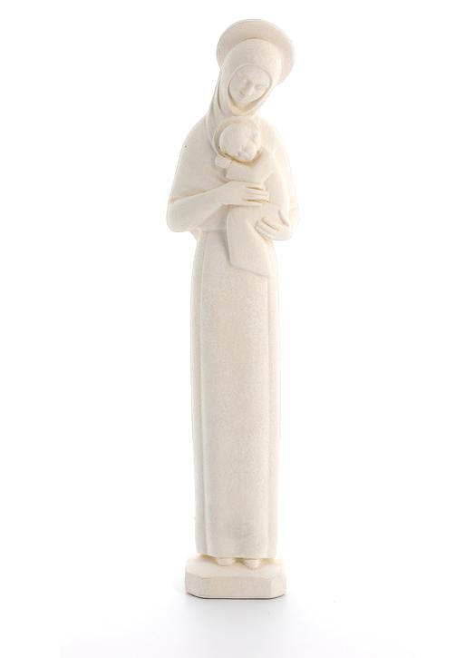 Statue de la Vierge Mère auréolée en ton pierre, 20 cm (Vue de face)