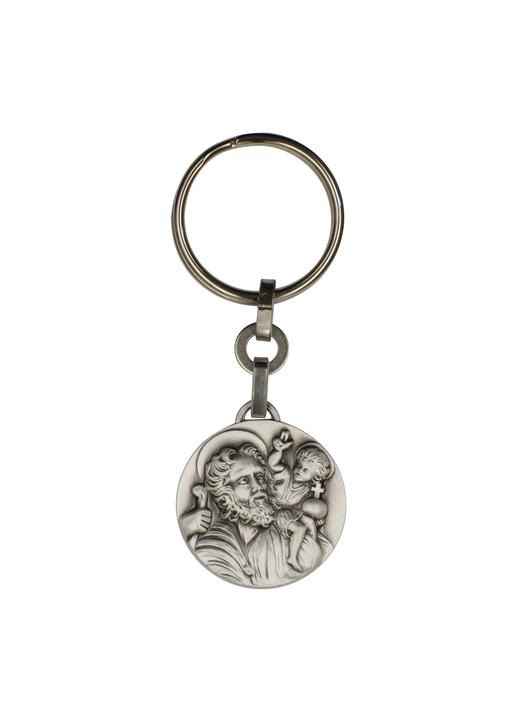 Porte-clefs argent Saint Christophe