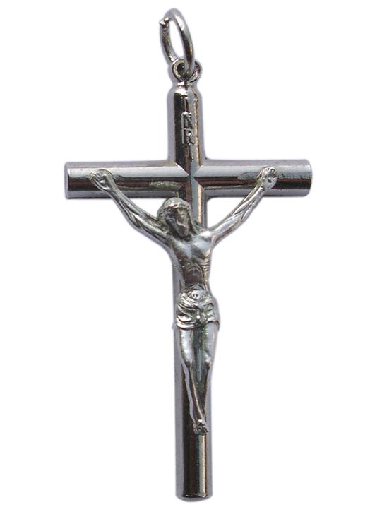Croix pendentif argentée