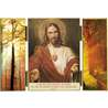 Triptych of The Sacred Heart and light of autumn with a quote in French - Christian shop