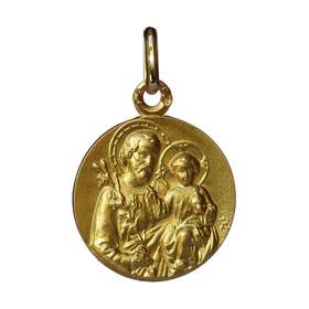 Médaille de saint Joseph or massif 18 carats - 16 mm