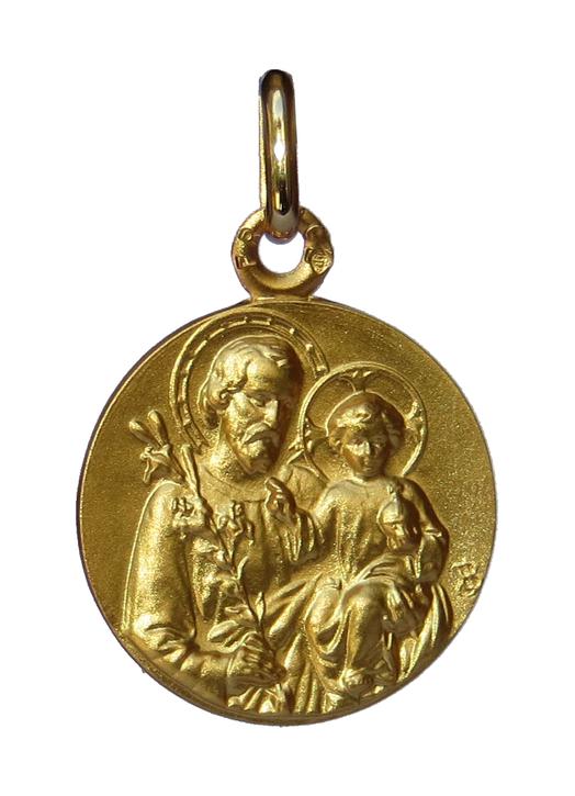 Médaille de saint Joseph or massif 18 carats - 16 mm