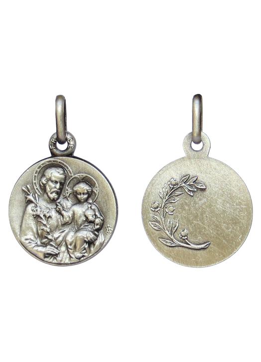 Médaille de saint Joseph, métal argenté - 16 mm