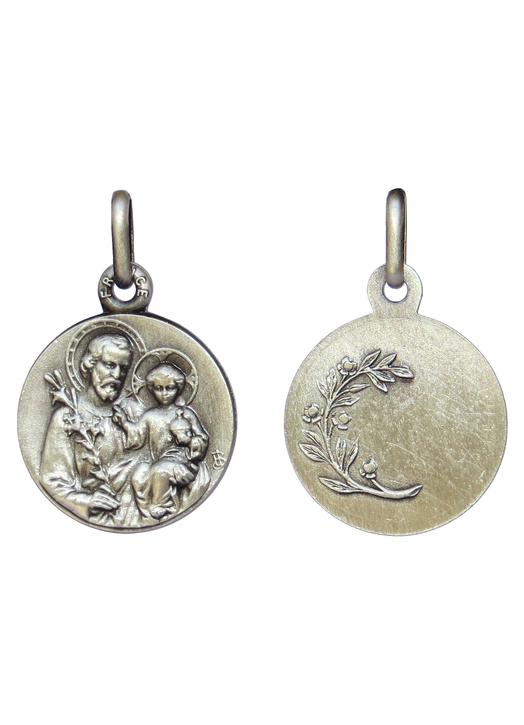 Saint Joseph medal, silver metal - 16 mm