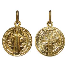 Medal of Saint Benedict gold plated - 16 mm