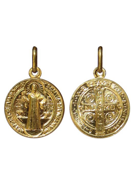 Medalla de San Benito dorada - 16 mm