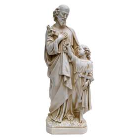 Statue de saint Joseph avec Jésus à ses pieds, 30 cm (Vue de face)