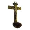 Crucifix-bénitier en bronze émaillé, 16 cm (Vue de biais)