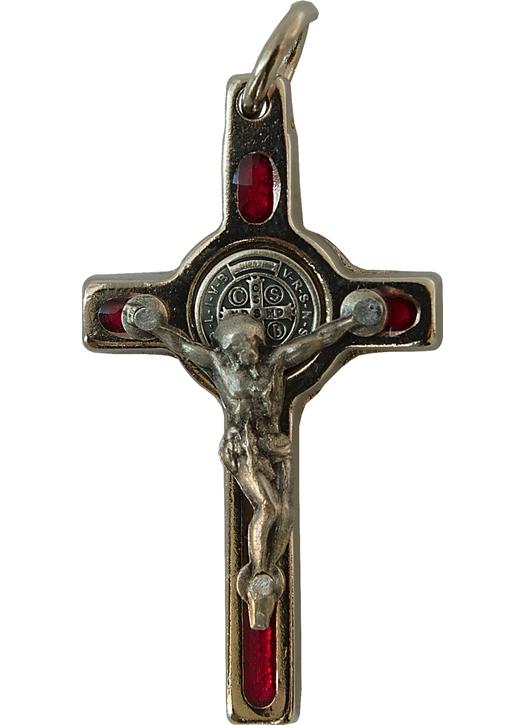 Croix-pendentif de saint Benoît rouge
