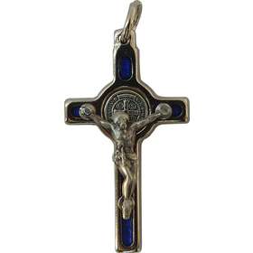 Croix-pendentif de saint Benoît - bleu