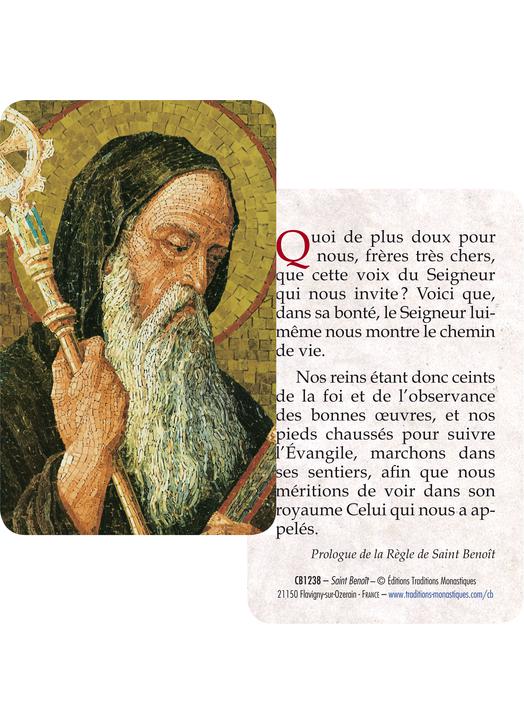 Carte-prière Saint Benoît (Recto-Verso)