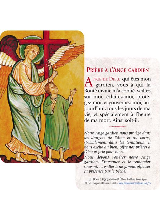 Carte-prière de L'Ange Gardien (Recto-Verso)