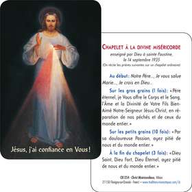 Tarjeta-rezo del Cristo Misericordioso del Vilnus (Recto-Verso)