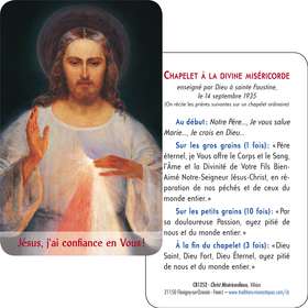 Carte-prière Christ Miséricordieux de Vilnus (gros plan et tutoiement) (Recto-Verso)