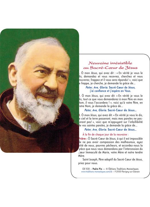 Carte-prière du Padre Pio (Recto-Verso)