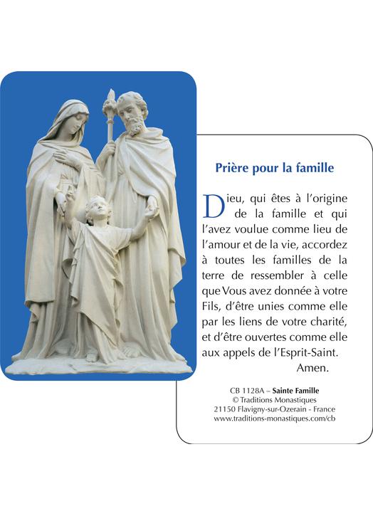 Carte-prière de la Sainte Famille (Recto-Verso)