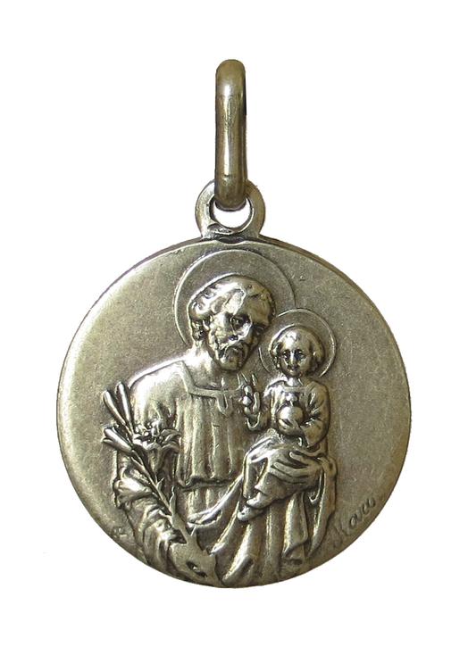 Medalla de San José, plateado - 18 mm