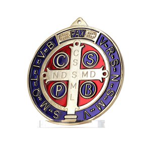 Medal of Benedict saint enamelled of large size, 150 mm (Vue de face avec couleur plus authentique)