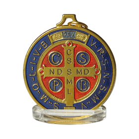 Médaille de saint Benoît émaillée de grande dimension, 50 mm (Vue du recto)