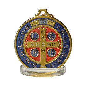 Medal of Saint Benedict enamelled, 50 mm (Vue du recto)