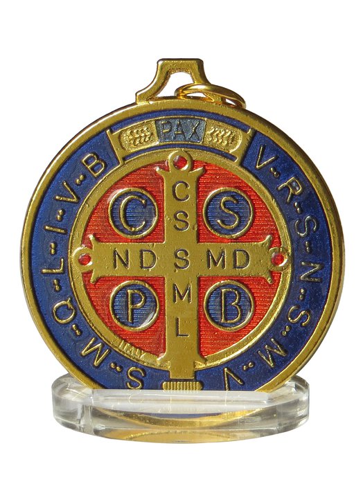Medal of Saint Benedict enamelled, 50 mm (Vue du recto)