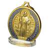 Médaille de saint Benoît émaillée de grande dimension, 50 mm (Vue du verso en biais)