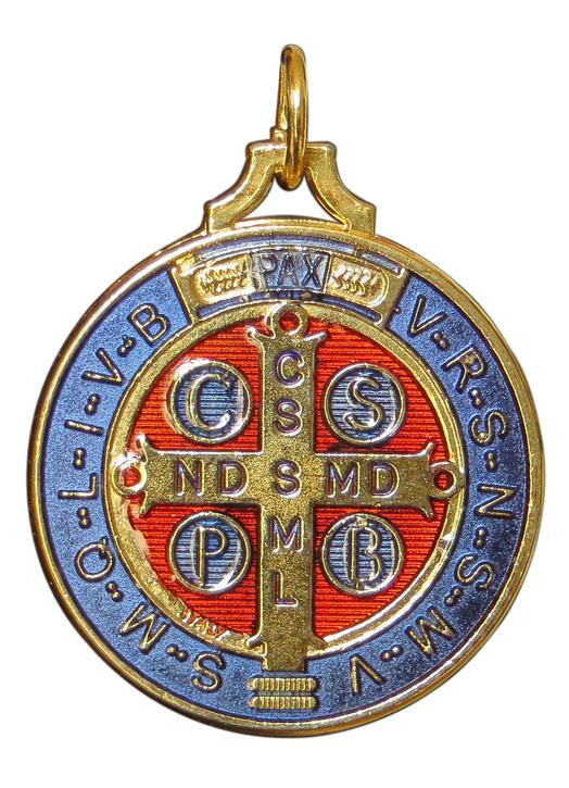 Médaille de saint Benoît émaillée, 40 mm (Réf. MED3452), vente médailles religieuses
