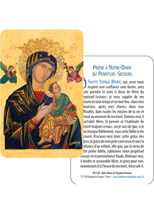 Cartes-prière Notre Dame du Perpétuel Secours (Recto-Verso)