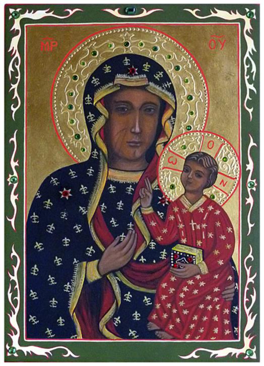 Icono de la Virgen de Czestochowa Negro