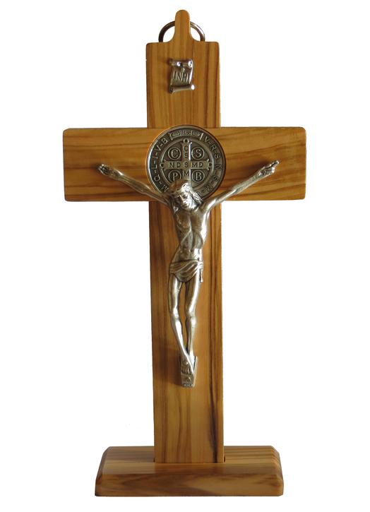 Crucifix of Saint Benedict rosewood ( Olive wood, 185 x100 mm) (Vue de face) Crucifix of Saint Benedict rosewood ( Olive wood, 185 x100 mm) (Vue de face)
