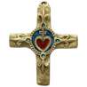 bronce cruz esmaltada Sagrado Corazón y lirio - 11 5 cm